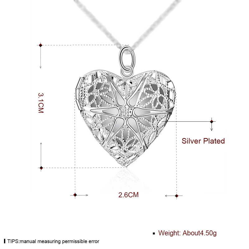 PARIS 925 Sterling Silver Photo Frame Pendant Necklace 18/20/22/24 Inch Snake Chain For Woman Charm Wedding Fashion Jewelry