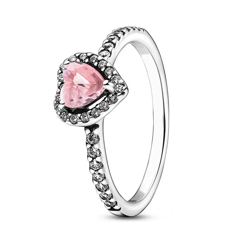 Original 925 Sterling Silver Ring Bow Heart Sun Moon With Colorful Crystal Rings
