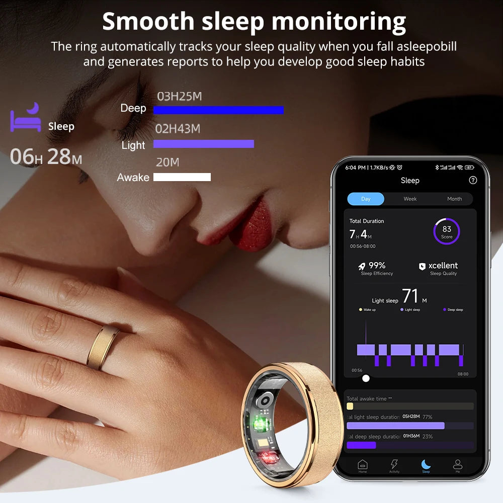 LIFE LONG R 1 Smart Ring with Charging Case for Men Women, Health and Sleep Monitor, 5ATM Waterproof, Multi-sport Mode