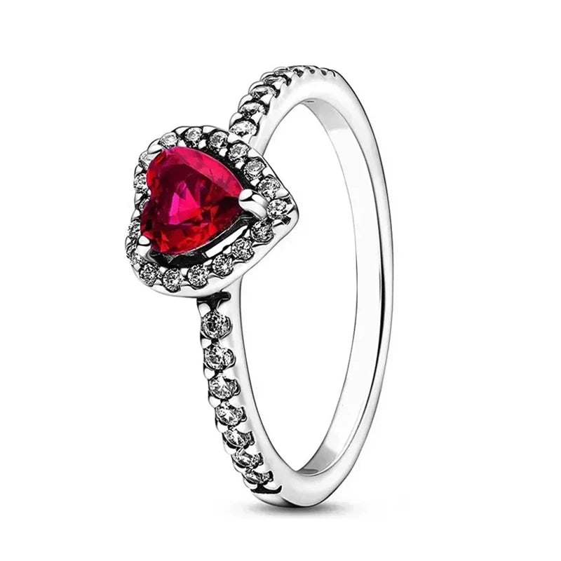 Original 925 Sterling Silver Ring Bow Heart Sun Moon With Colorful Crystal Rings