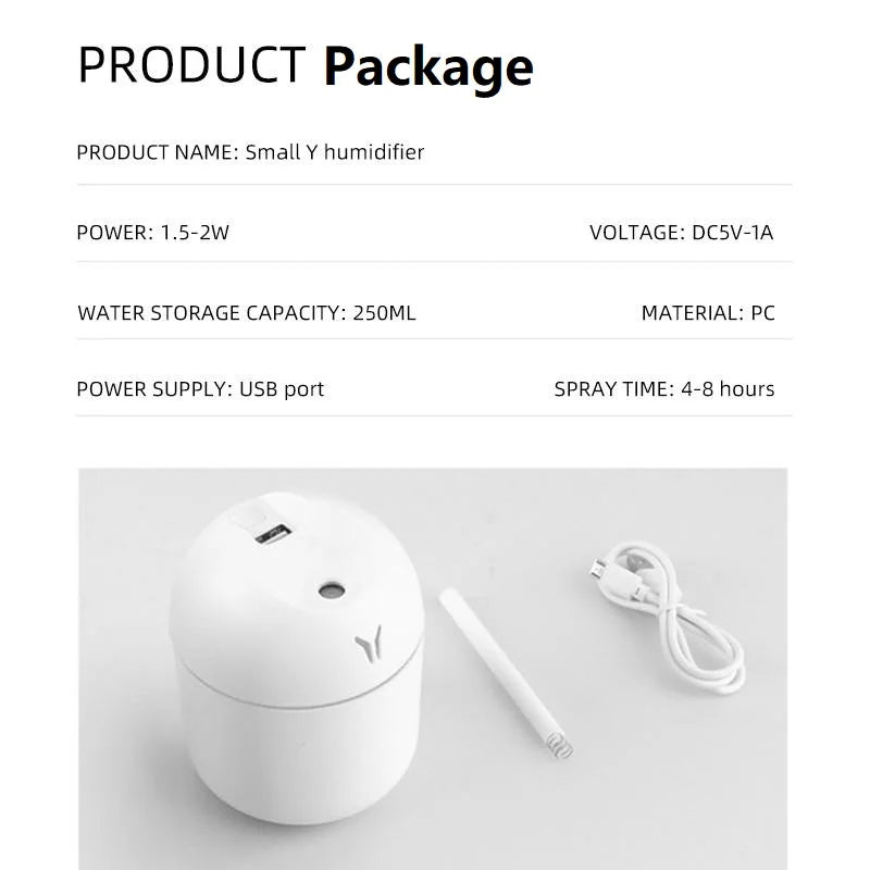 250ML USB Mini Air Humidifier Aroma Essential Oil Diffuser For Home Car Ultrasonic Mute Mist Maker Diffuser