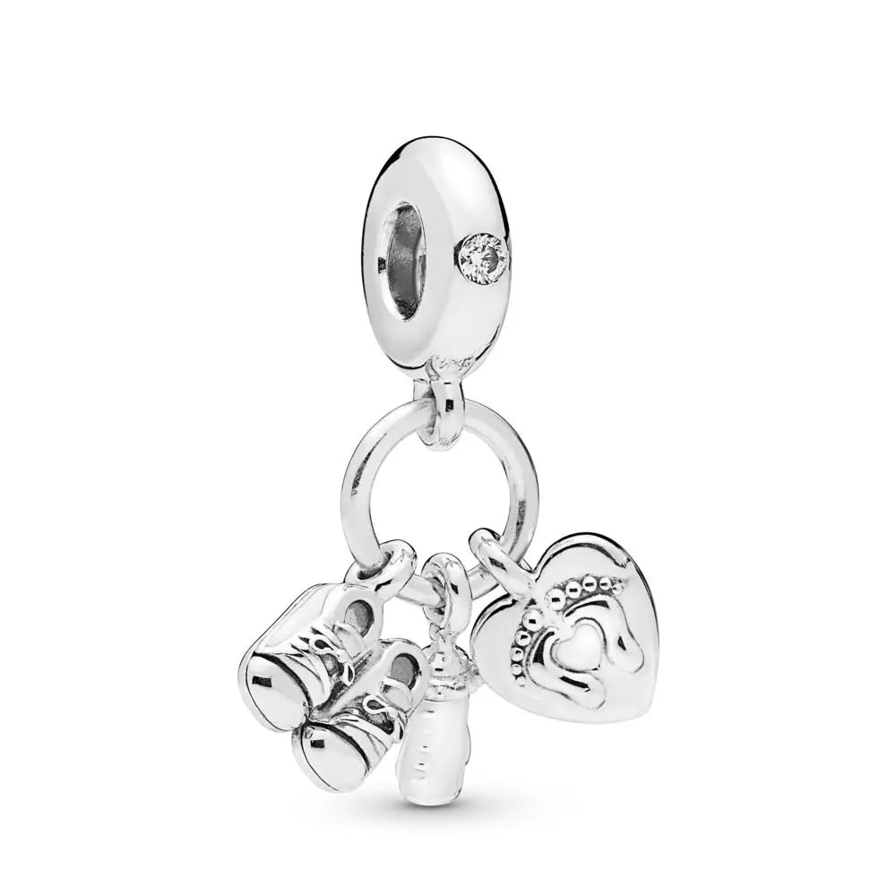 NEW 925 Sterling Silver Charm Fit Original Bracelet Accessories Women Jewelry White Series Football Snake Dreamcatcher Cross