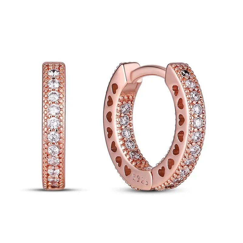Sparkling Colorful Hoop Earrings 925 Sterling Silver Hypoallergenic Jewelry Embellished With Zircon Elegant Luxury Style Female