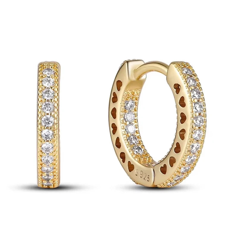 Sparkling Colorful Hoop Earrings 925 Sterling Silver Hypoallergenic Jewelry Embellished With Zircon Elegant Luxury Style Female