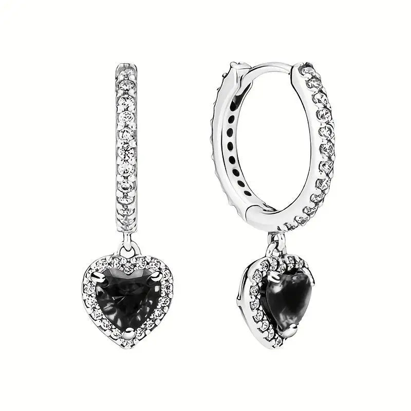 Original 925 Silver Colorful Heart Earring Red Sapphire Earrings Pink Round Sparkling Earrings Glamor Women Jewelry Accessories