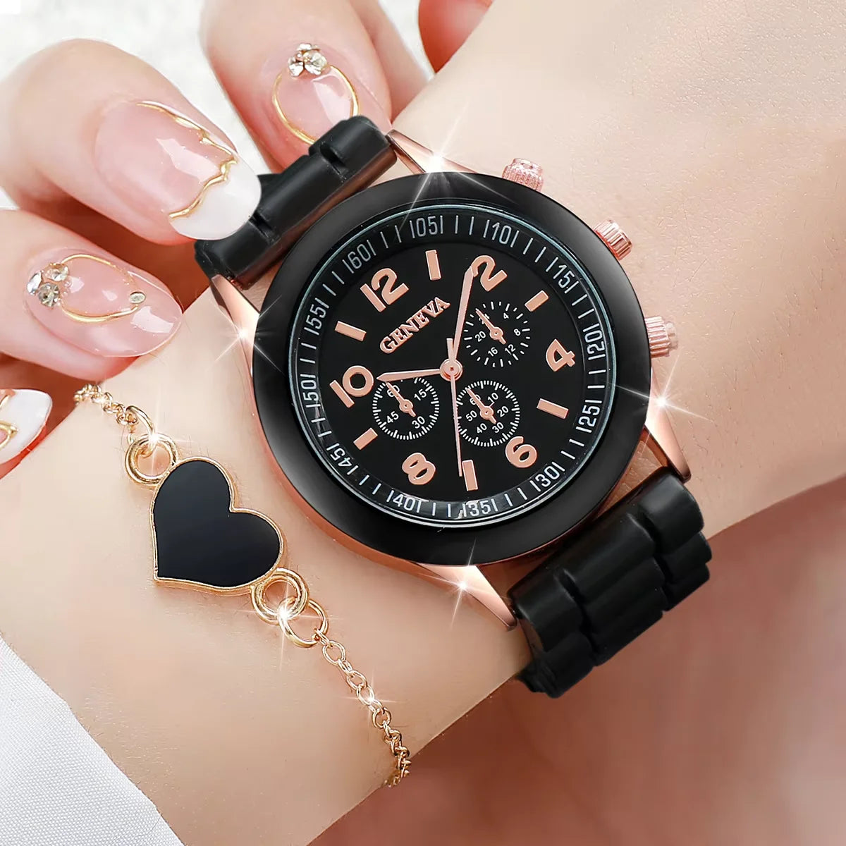 Women Watches Fashion Silicone Band Women Quartz Watches Jewelry Set Reloj Mujer