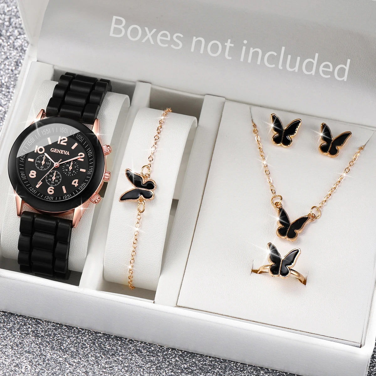 Women Watches Fashion Silicone Band Women Quartz Watches Jewelry Set Reloj Mujer