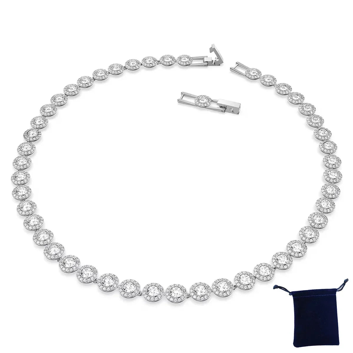 High Quality Women's Classic Happiness Diamond Round Crystal Necklace Set S925 Silver Gorgeous Una Angelic Series Jewelry Set