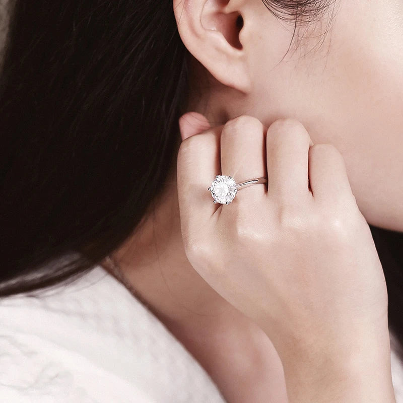 Smyoue Certified 1-5CT Moissanite Ring VVS1 Lab Diamond Solitaire Ring for Women Engagement Promise Wedding Band Jewelry Fine