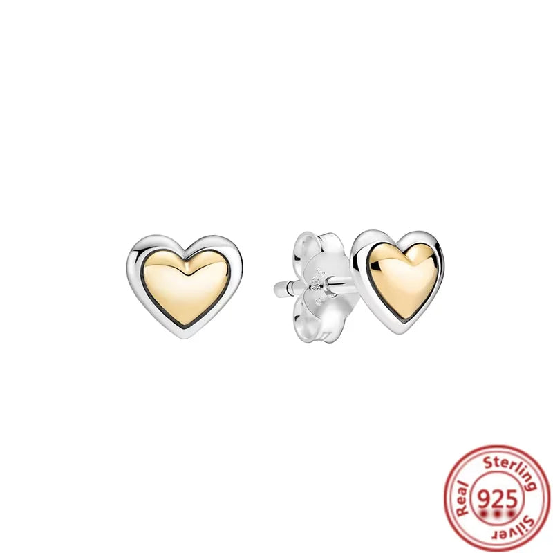 Original 925 Silver Colorful Heart Earring Red Sapphire Earrings Pink Round Sparkling Earrings Glamor Women Jewelry Accessories
