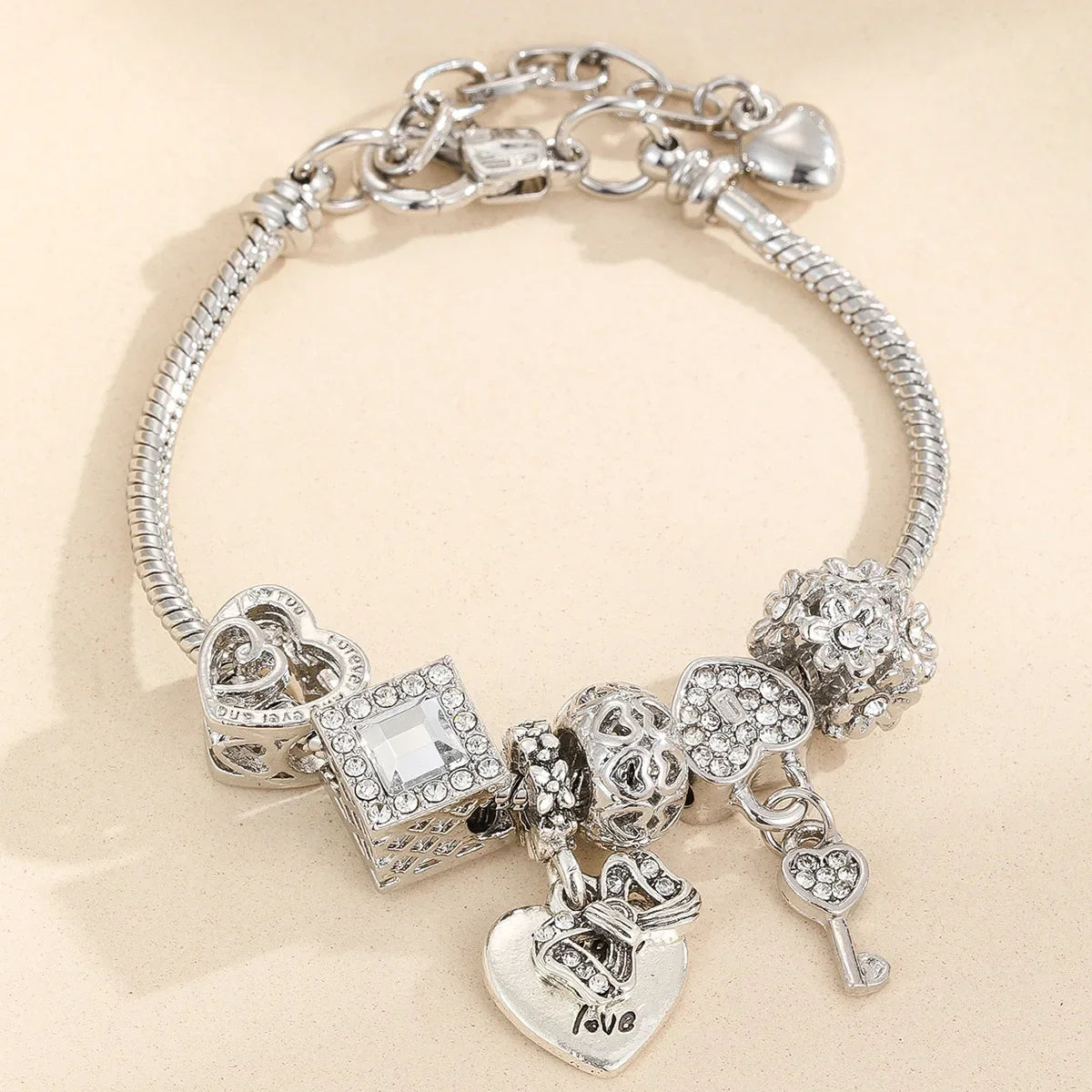 Women Beaded Love Charm Bracelet