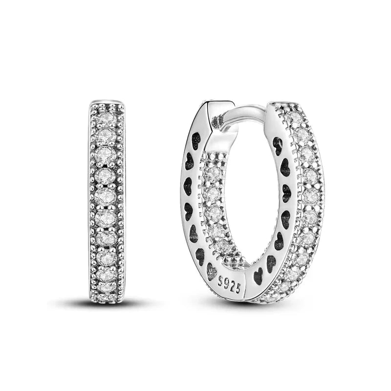 Sparkling Colorful Hoop Earrings 925 Sterling Silver Hypoallergenic Jewelry Embellished With Zircon Elegant Luxury Style Female