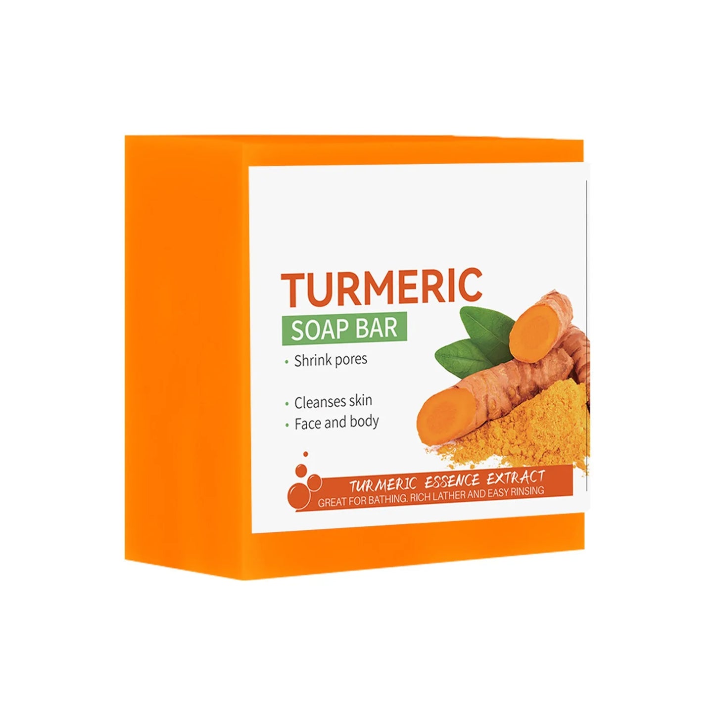 Turmeric soap, handmade and made from natural ingredients, for cleansing the body and lightening dark skin under the armpits and legs, body cleansers and lightening facial soap for skin care and beauty.