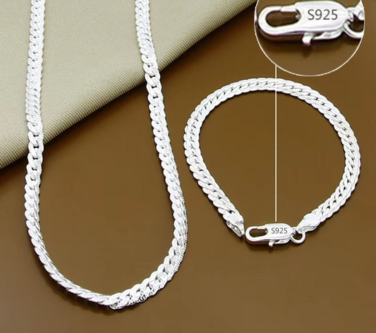 PARIS 925 Sterling Silver 8/16/18/20/22/24 Inch 6mm Side Chain Necklace Bracelet For Woman Men Fashion Charm Wedding Jewelry