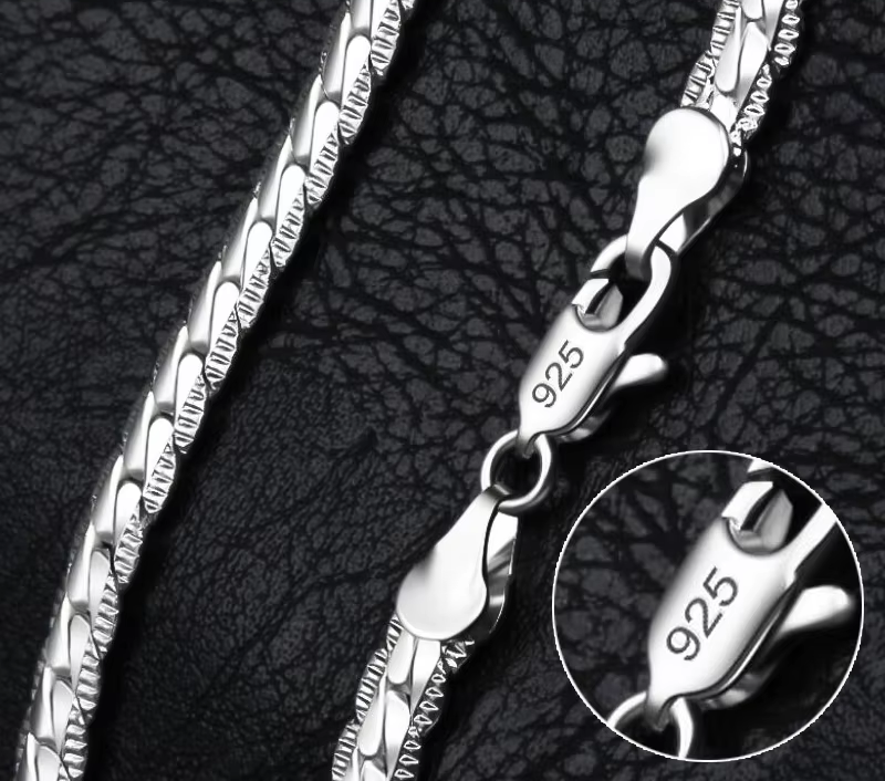 PARIS 925 Sterling Silver 8/16/18/20/22/24 Inch 6mm Side Chain Necklace Bracelet For Woman Men Fashion Charm Wedding Jewelry