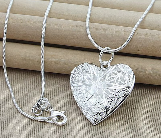 PARIS 925 Sterling Silver Photo Frame Pendant Necklace 18/20/22/24 Inch Snake Chain For Woman Charm Wedding Fashion Jewelry
