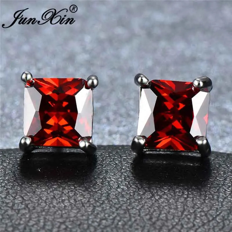 Cute Female Small Rainbow Earring Crystal Stone Fashion Silver Color Wedding Jewelry Double Stud Earrings For Women
