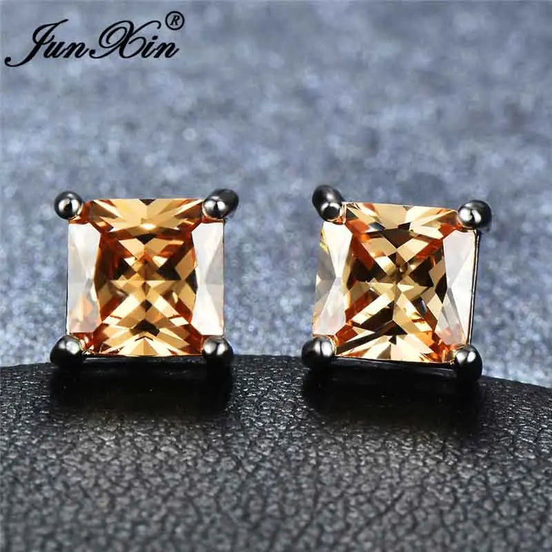 Cute Female Small Rainbow Earring Crystal Stone Fashion Silver Color Wedding Jewelry Double Stud Earrings For Women