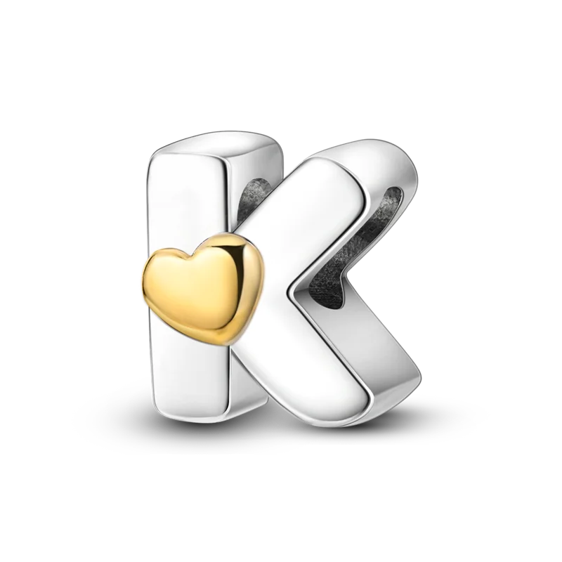 Fit Original Bangle Bracelet DIY A-Z Alphabet Charms Bead 925 Sterling Silver CZ Zircon LOVE Letter Dangle Pendant Jewelry Gift