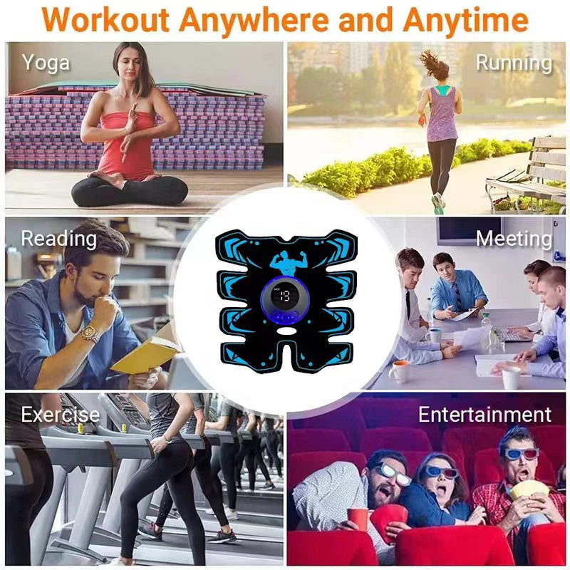 USB Rechargable  Muscle Stimulator ABS Arm 3 IN 1 Trainer Pad Wireless Smart Fitness Abdominal Training Electric Body Slim