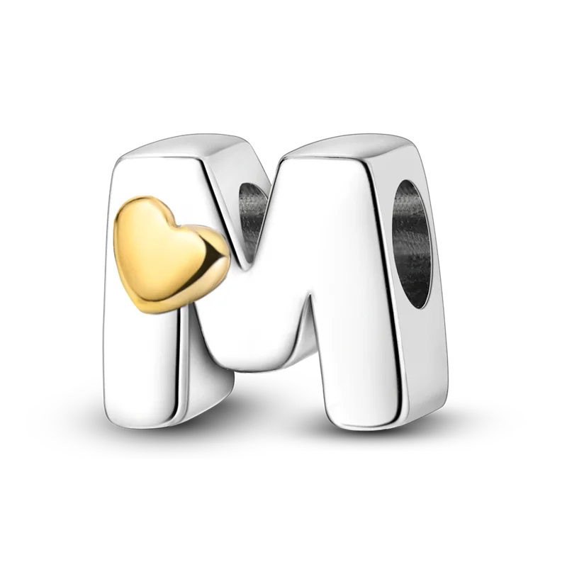 Fit Original Bangle Bracelet DIY A-Z Alphabet Charms Bead 925 Sterling Silver CZ Zircon LOVE Letter Dangle Pendant Jewelry Gift