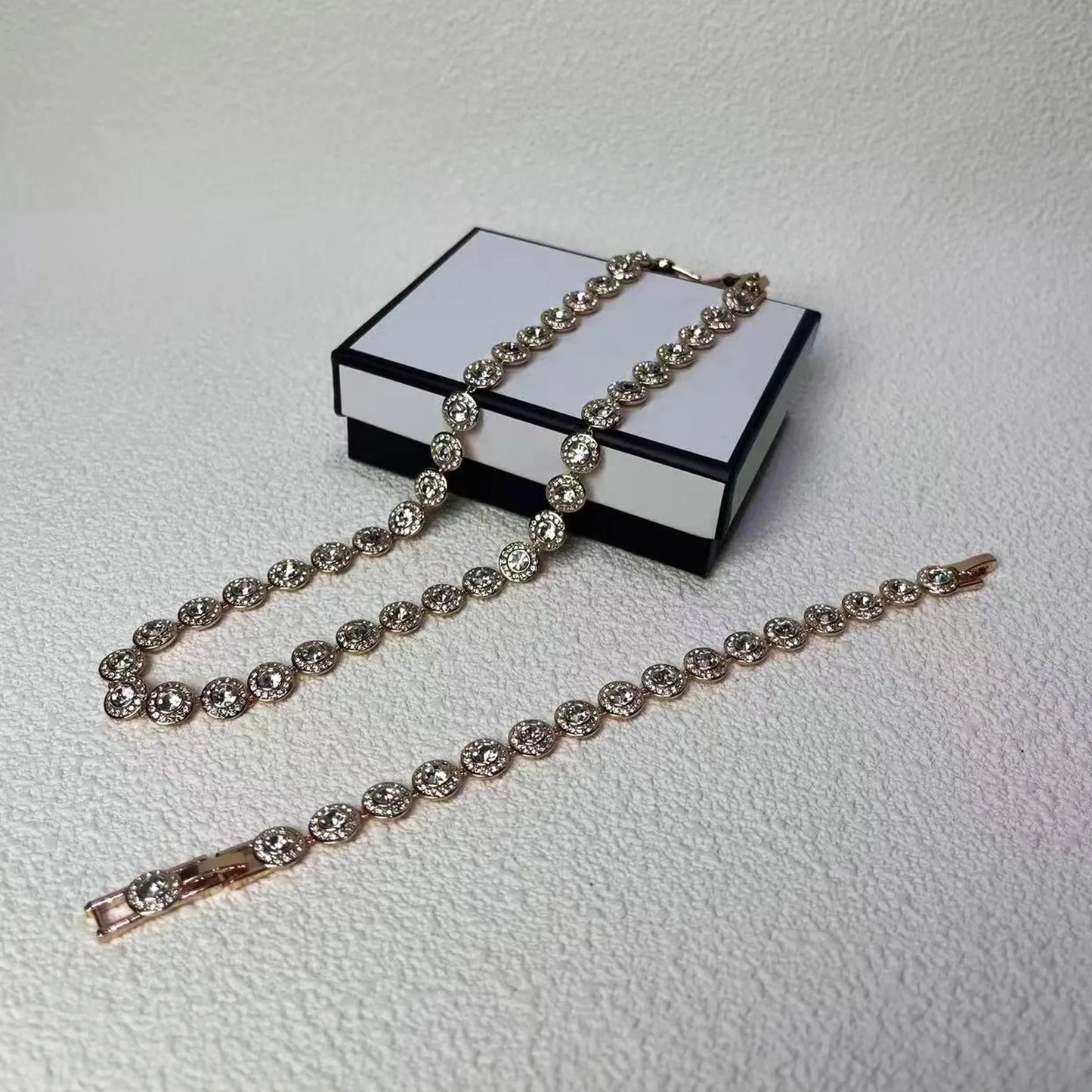 swarovski  2026 New Original Round Water Drop Crystal High Jewelry Set Fashion Dazzling Women's Bracelet Earring Necklace Ring Wedding Gift