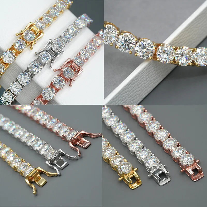 Color Full 2/2.5/3/4/5/6.5mm Moissanite Tennis Bracelet For Women S925 Plated 18K Rose Gold Diamond Link Bracelets