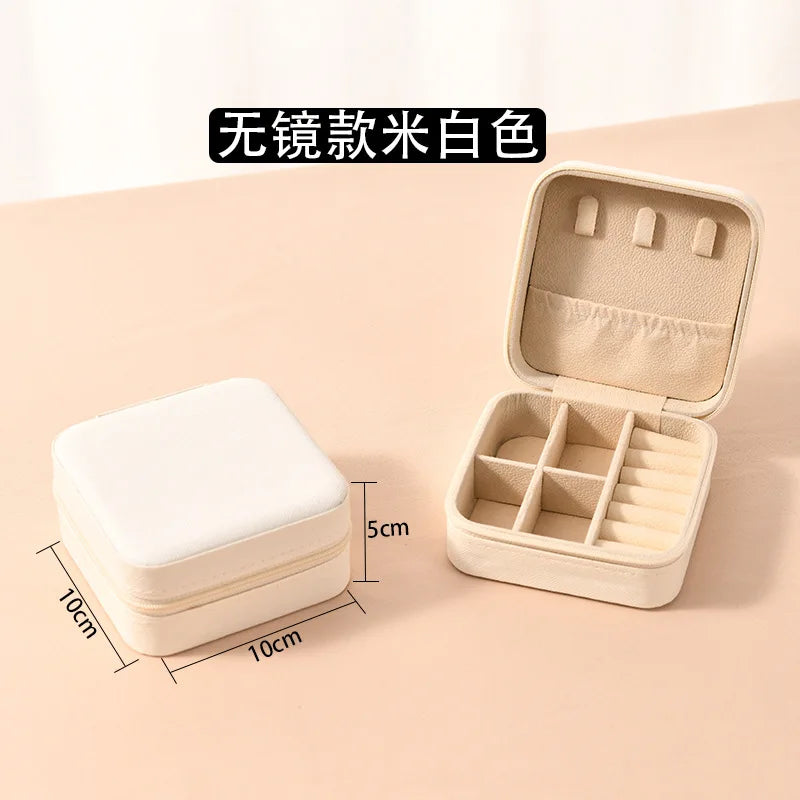 Portable Mini Jewelry Storage Box Travel Organizer Jewelry Case Leather Storage Earrings Necklace Ring Jewelry Organizer Display
