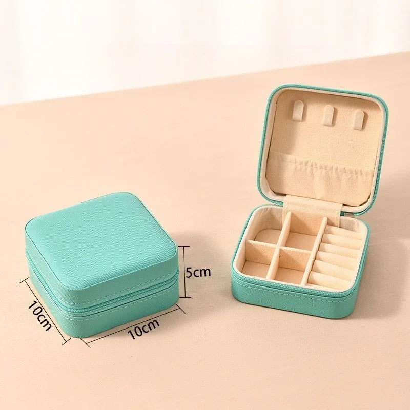 Portable Mini Jewelry Storage Box Travel Organizer Jewelry Case Leather Storage Earrings Necklace Ring Jewelry Organizer Display