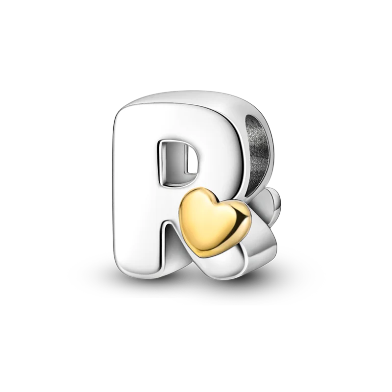 Fit Original Bangle Bracelet DIY A-Z Alphabet Charms Bead 925 Sterling Silver CZ Zircon LOVE Letter Dangle Pendant Jewelry Gift