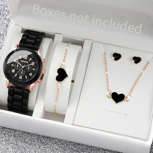 Women Watches Fashion Silicone Band Women Quartz Watches Jewelry Set Reloj Mujer