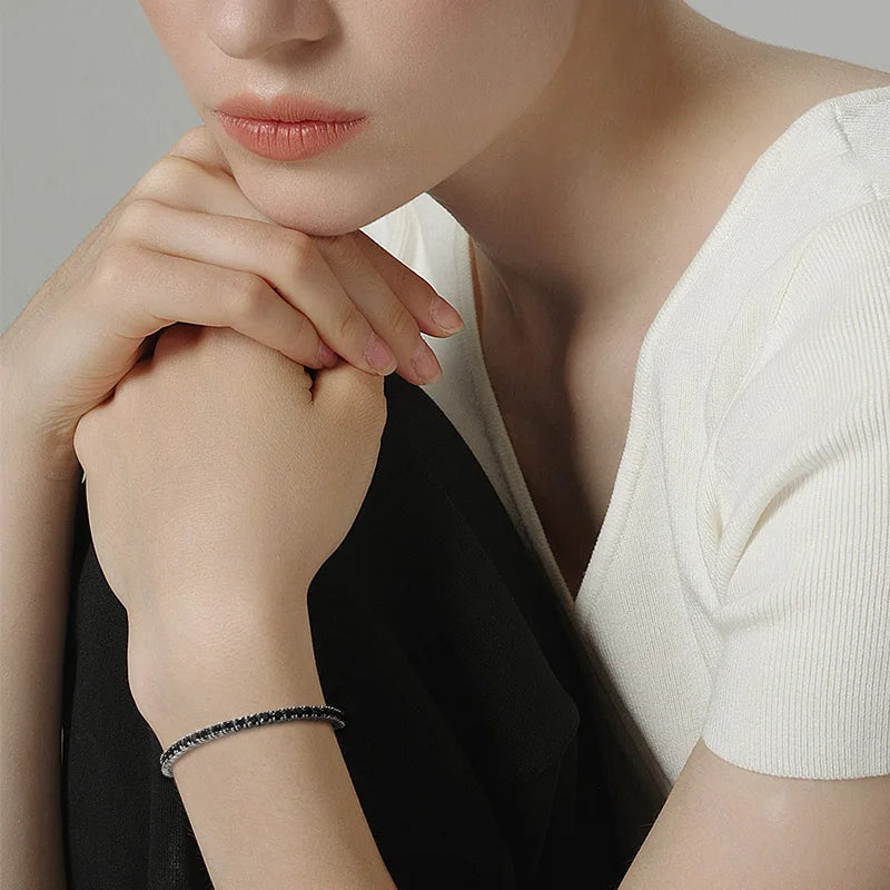 3mm 4mm Black Moissanite Tennis Bracelet Full Diamond GRA 925 Sterling Silver Plated 18k Hiphop Bracelets for Women Man