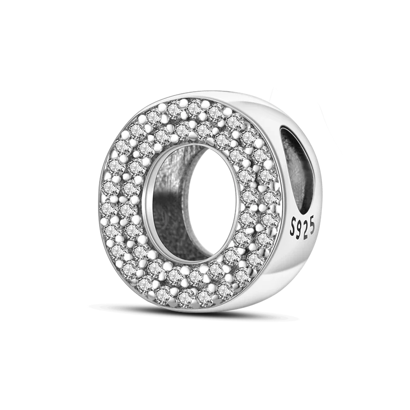 Fit Original Bangle Bracelet DIY A-Z Alphabet Charms Bead 925 Sterling Silver CZ Zircon LOVE Letter Dangle Pendant Jewelry Gift