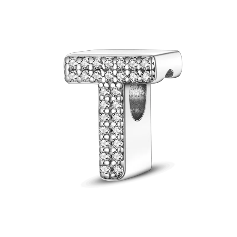 Fit Original Bangle Bracelet DIY A-Z Alphabet Charms Bead 925 Sterling Silver CZ Zircon LOVE Letter Dangle Pendant Jewelry Gift