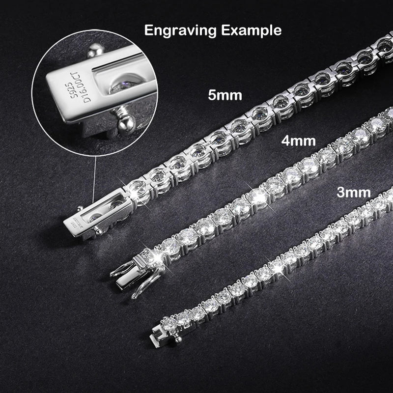 Color Full 2/2.5/3/4/5/6.5mm Moissanite Tennis Bracelet For Women S925 Plated 18K Rose Gold Diamond Link Bracelets