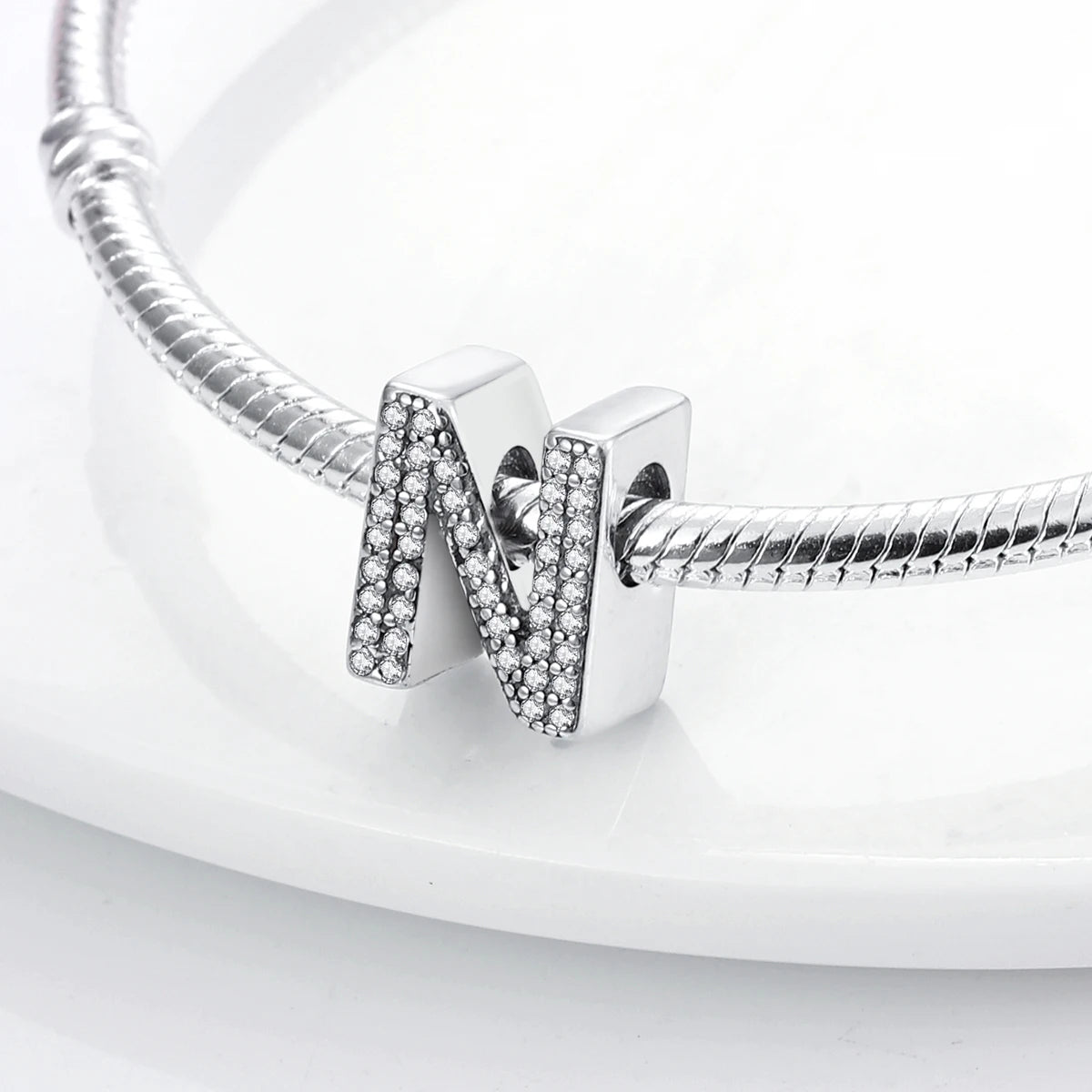 Fit Original Bangle Bracelet DIY A-Z Alphabet Charms Bead 925 Sterling Silver CZ Zircon LOVE Letter Dangle Pendant Jewelry Gift