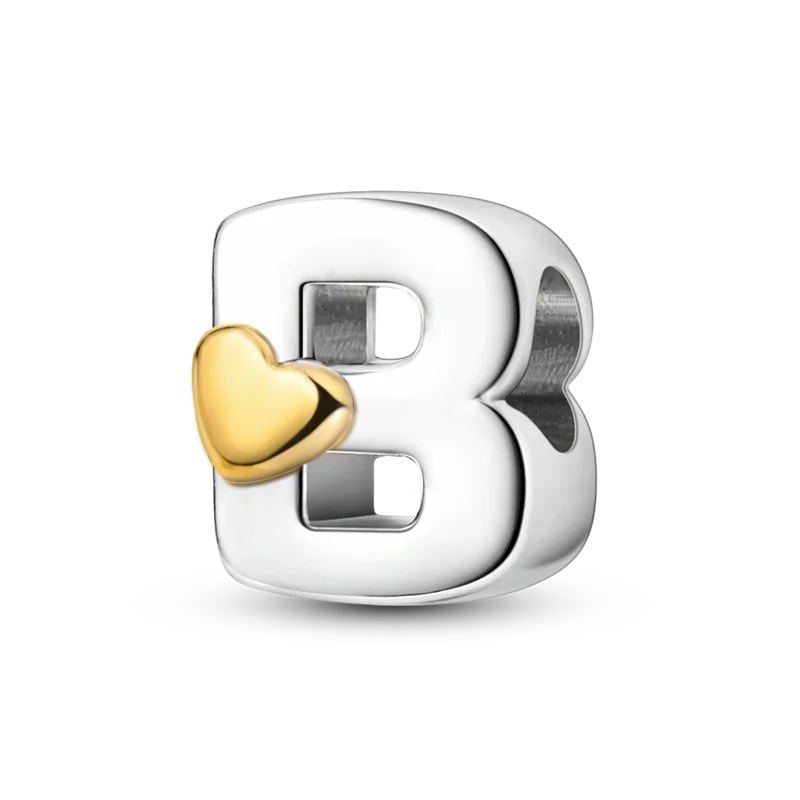 Fit Original Bangle Bracelet DIY A-Z Alphabet Charms Bead 925 Sterling Silver CZ Zircon LOVE Letter Dangle Pendant Jewelry Gift