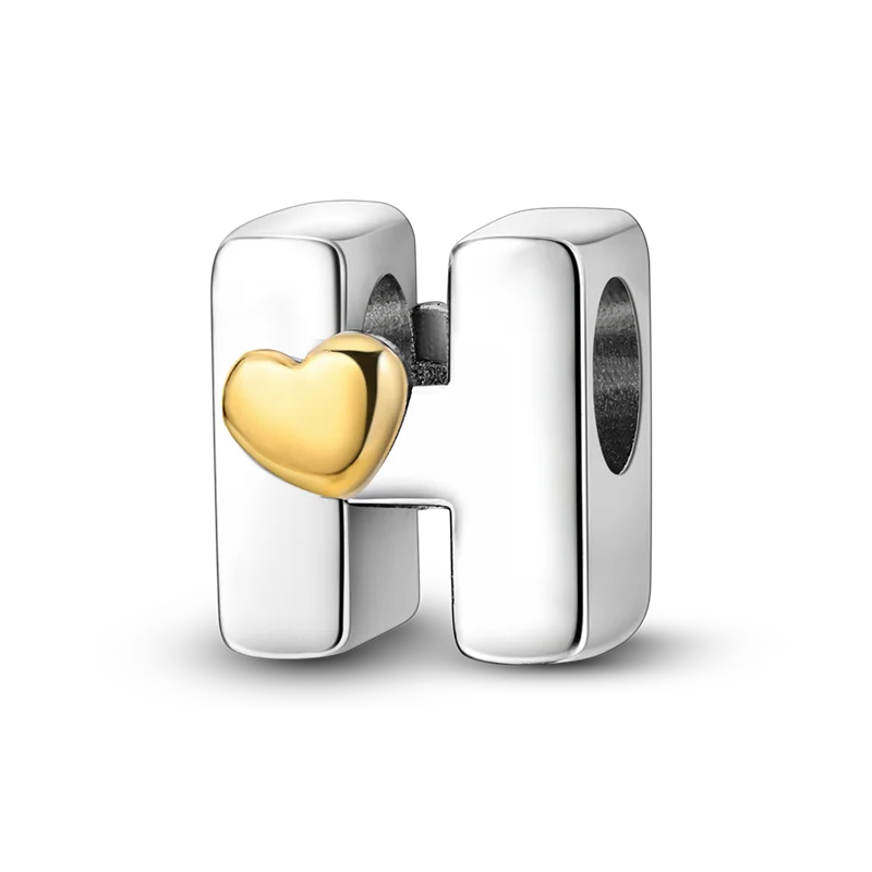 Fit Original Bangle Bracelet DIY A-Z Alphabet Charms Bead 925 Sterling Silver CZ Zircon LOVE Letter Dangle Pendant Jewelry Gift