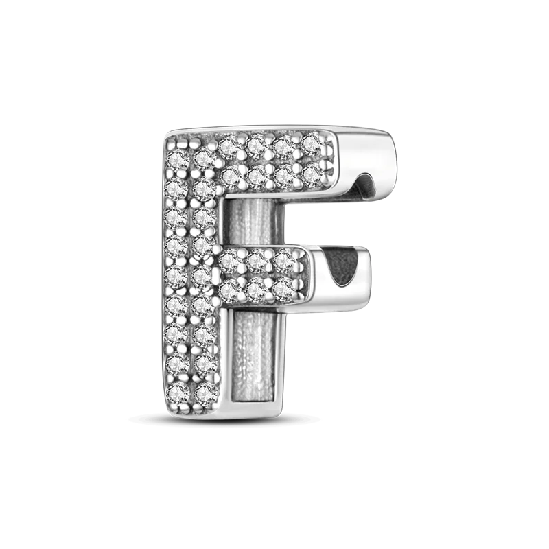 Fit Original Bangle Bracelet DIY A-Z Alphabet Charms Bead 925 Sterling Silver CZ Zircon LOVE Letter Dangle Pendant Jewelry Gift