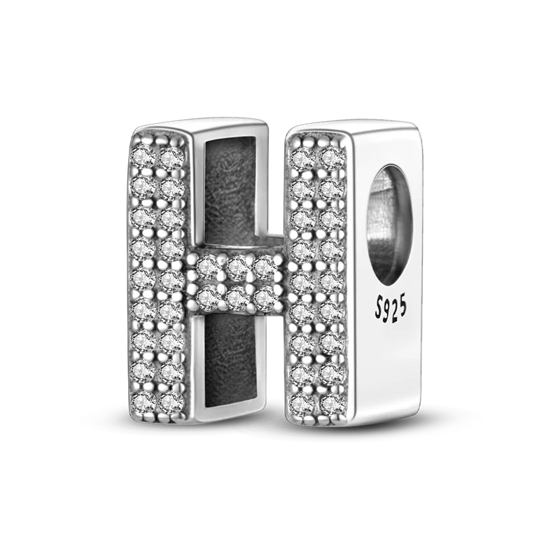 Fit Original Bangle Bracelet DIY A-Z Alphabet Charms Bead 925 Sterling Silver CZ Zircon LOVE Letter Dangle Pendant Jewelry Gift