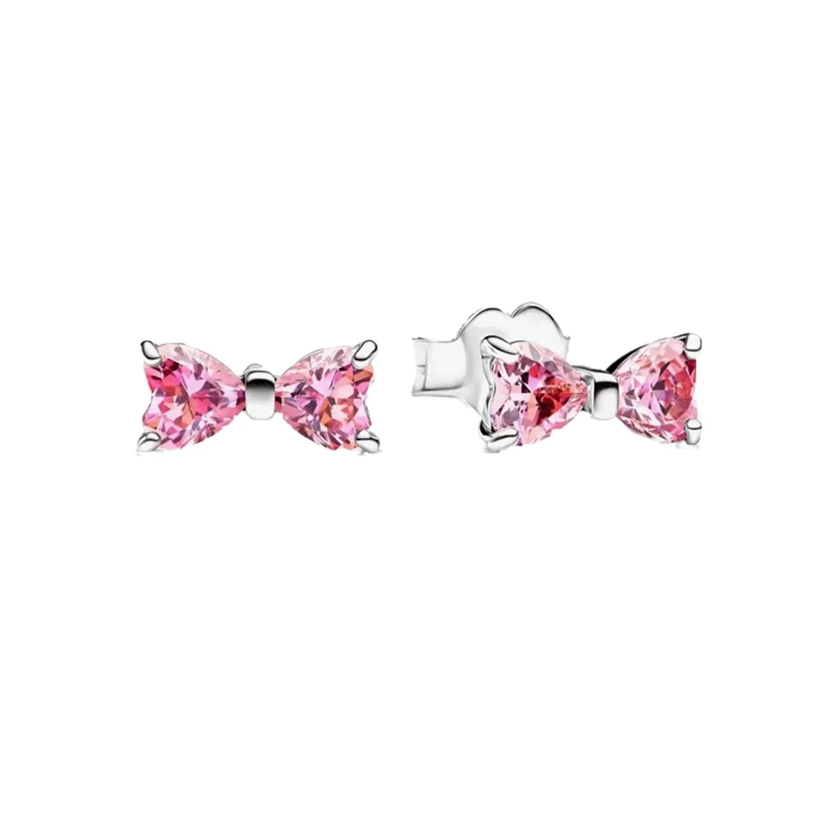 Original 925 Silver Colorful Heart Earring Red Sapphire Earrings Pink Round Sparkling Earrings Glamor Women Jewelry Accessories
