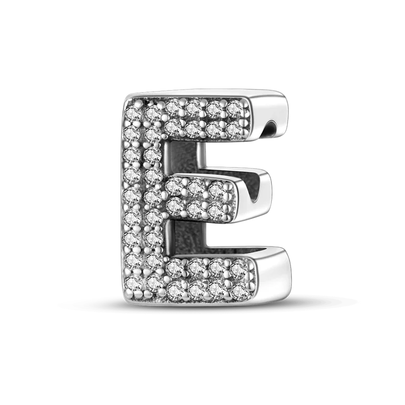 Fit Original Bangle Bracelet DIY A-Z Alphabet Charms Bead 925 Sterling Silver CZ Zircon LOVE Letter Dangle Pendant Jewelry Gift