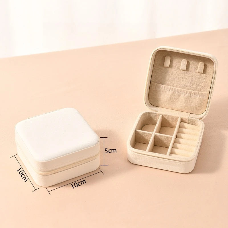 Portable Mini Jewelry Storage Box Travel Organizer Jewelry Case Leather Storage Earrings Necklace Ring Jewelry Organizer Display