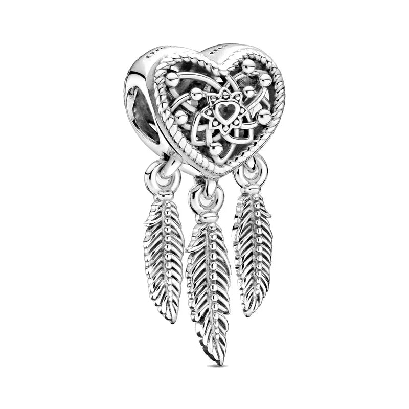 NEW 925 Sterling Silver Charm Fit Original Bracelet Accessories Women Jewelry White Series Football Snake Dreamcatcher Cross