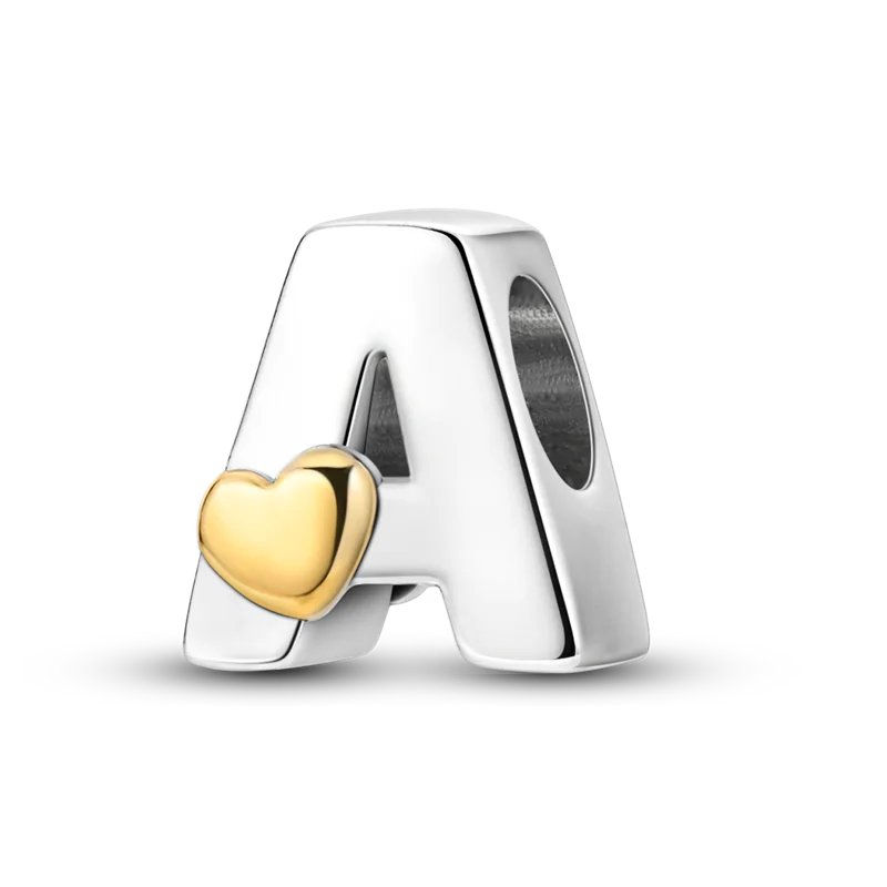 Fit Original Bangle Bracelet DIY A-Z Alphabet Charms Bead 925 Sterling Silver CZ Zircon LOVE Letter Dangle Pendant Jewelry Gift