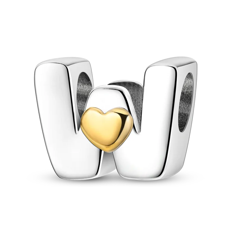 Fit Original Bangle Bracelet DIY A-Z Alphabet Charms Bead 925 Sterling Silver CZ Zircon LOVE Letter Dangle Pendant Jewelry Gift