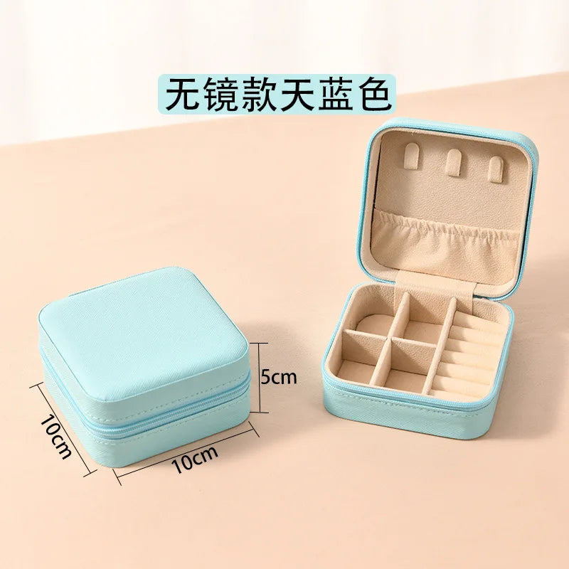 Portable Mini Jewelry Storage Box Travel Organizer Jewelry Case Leather Storage Earrings Necklace Ring Jewelry Organizer Display