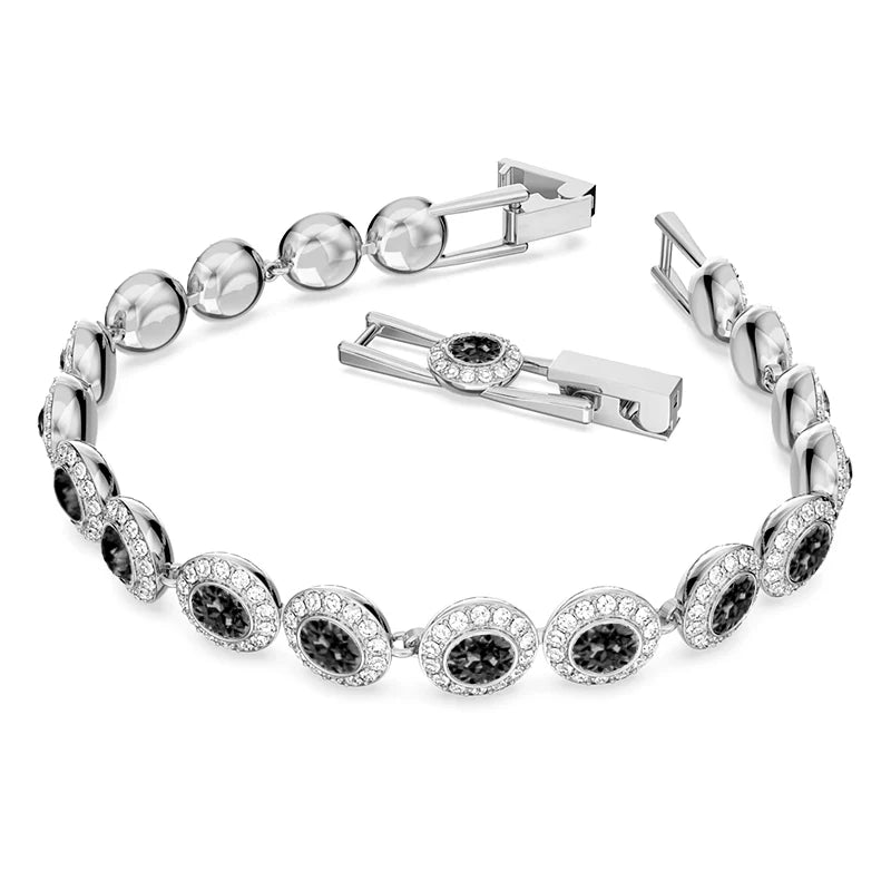 swarovski \ Silver Gold Color Angelic Pave Bracelet for Women Wedding Friends Party Bangles Genuine Crystals from Austria Jewelry