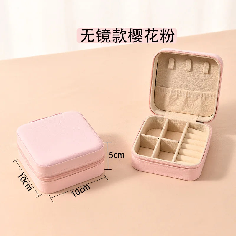 Portable Mini Jewelry Storage Box Travel Organizer Jewelry Case Leather Storage Earrings Necklace Ring Jewelry Organizer Display