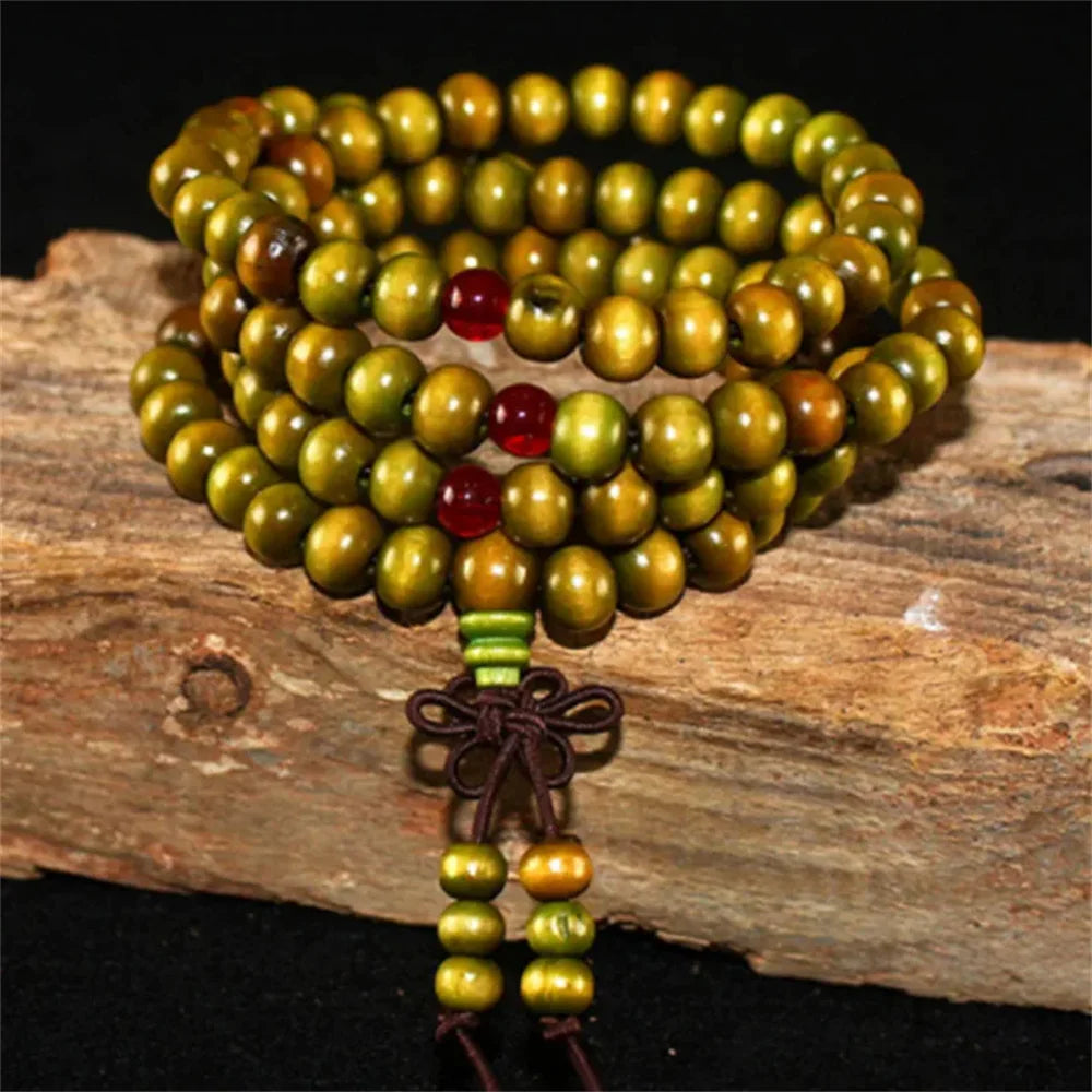 Natural Sandalwood Bracelet  Meditation Bead Bracelet 108 Beads Rosary Hanging Decoration